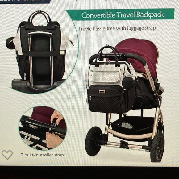 BabbleRoo Diaper Backpack Black/Gray Like New main image 8